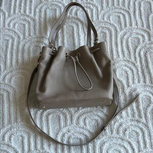 Quince Taupe Triple Compartment Leather Bucket Bag